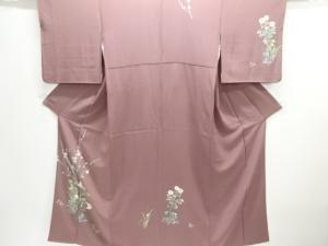 作家物　手描き友禅　梅に草花模様訪問着